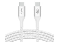 Belkin BoostCharge - Cable USB - 24 pin USB-C (M) a 24 pin USB-C (M) - USB 2.0 - 2 m - compatible con hasta 240 W de potencia - blanco