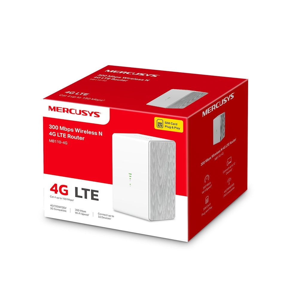 Mercusys MB110-4G V1 Router 4G LTE N300 de 300 Mbps con Nano SIM