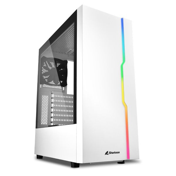 Case Sharkoon RGB Slider WH | ATX | Mid Tower | Línea RGB Frontal | Panel Lateral Vidrio Templado | Blanco