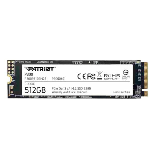HD INTERNO SOLIDO 512GB PATRIOT P300 M.2 2280 PCIE GEN3 X4 1700MB/S / 1100MB/S P300P512GM28 P300