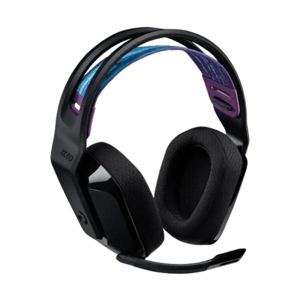 Headset gaming G535 vista angular mostrando controles volumen integrados