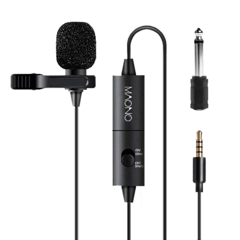 Micrófono Lavalier Maono AU-100 | 3.5mm TRRS | Omnidireccional | 6m | Batería LR44