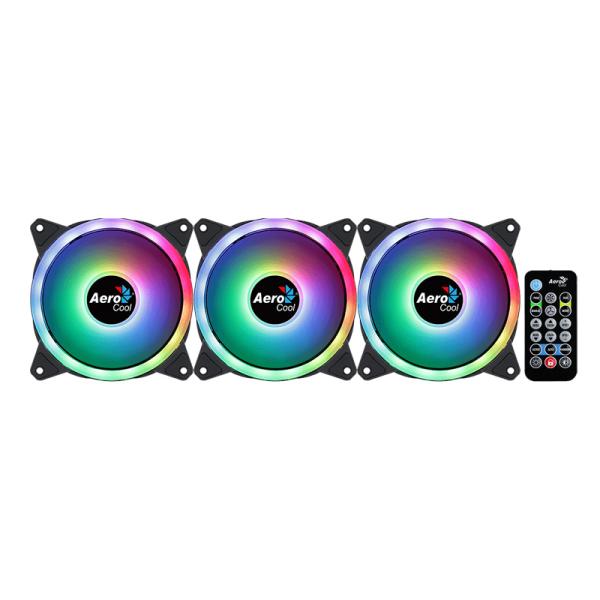 Abanico AeroCool Duo 12 Pro | 3 Ventiladores ARGB Pro | 120mm | Concentrador de Control RGB | Control Remoto