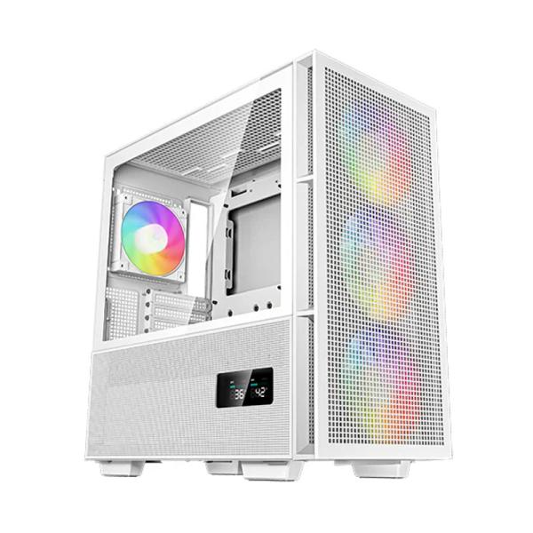 Case Gaming DeepCool CH560 Digital WH R-CH560-WHAPE4D-G1 | Media Torre | Vidrio Templado | 3 Ventiladores ARGB 140mm | Pantalla Digital Doble | Blanco