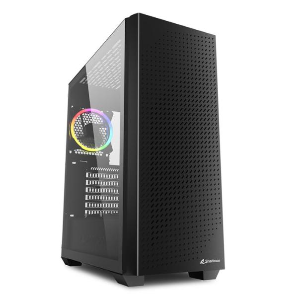 Case Gaming Sharkoon VS9 vista frontal con malla y iluminación RGB