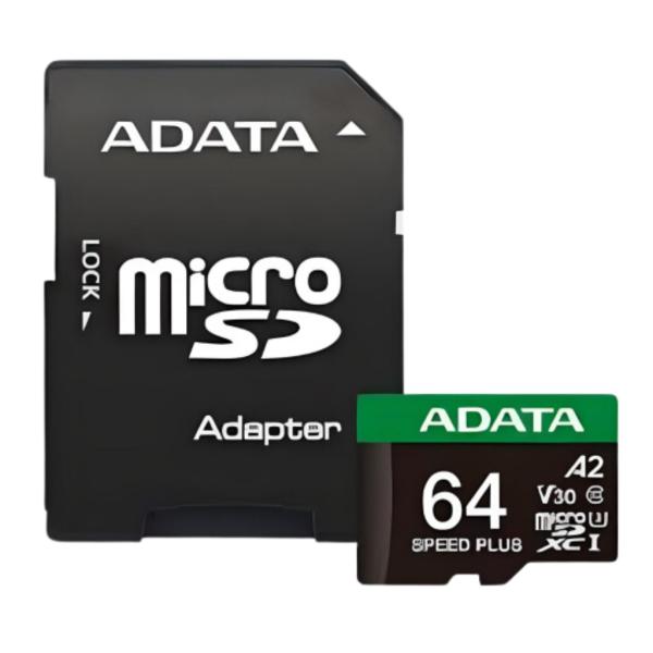 Memoria Micro SDXC ADATA 64GB Speed Plus | UHS-I U3 | 100MB/s lectura | 85MB/s escritura | UD64GUI3V30A2SP-RA1