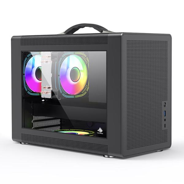 Case gaming Eagle Warrior CG10Z7RA001C vista frontal con panel mesh y vidrio templado lateral