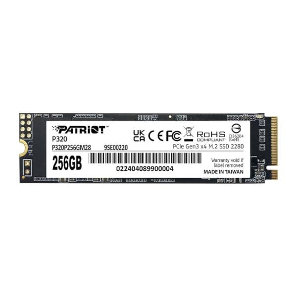 HD INTERNO SOLIDO 256GB PATRIOT P320 M.2 2280 PCIE GEN3 X4 2200MB/S / 1200MB/S P320P256GM28 NEGRO