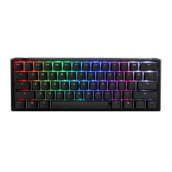 Teclado gaming RGB Ducky One 3 Mini mecánico con switches rojos vista frontal completa