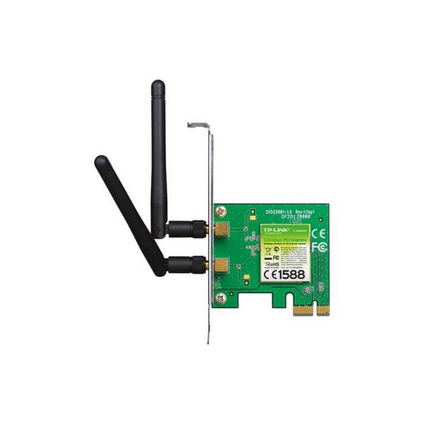 Adaptador WiFi Mini PCI TP-Link TL-WN861N 300Mbps vista frontal con antenas