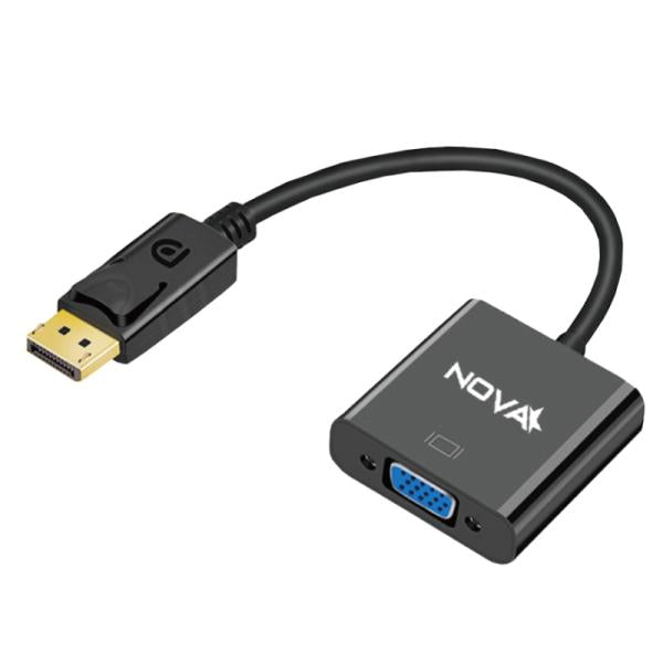 Adaptador Nova FAA321DV001C DisplayPort a VGA con conectores visibles