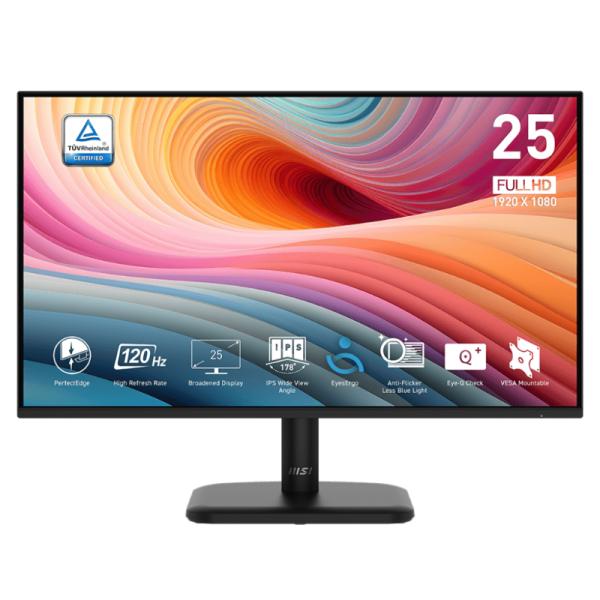 Monitor MSI PRO MP251L E2 encendido mostrando calidad de imagen Full HD