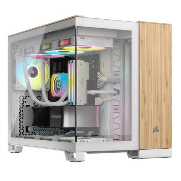Corsair Case 2500X Micro-ATX White/Bambú, CC-9011288-WW