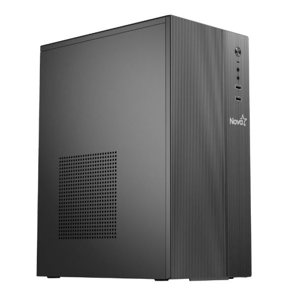 Case NOVA MZ-588B negro formato torre con fuente de poder 200W vista frontal