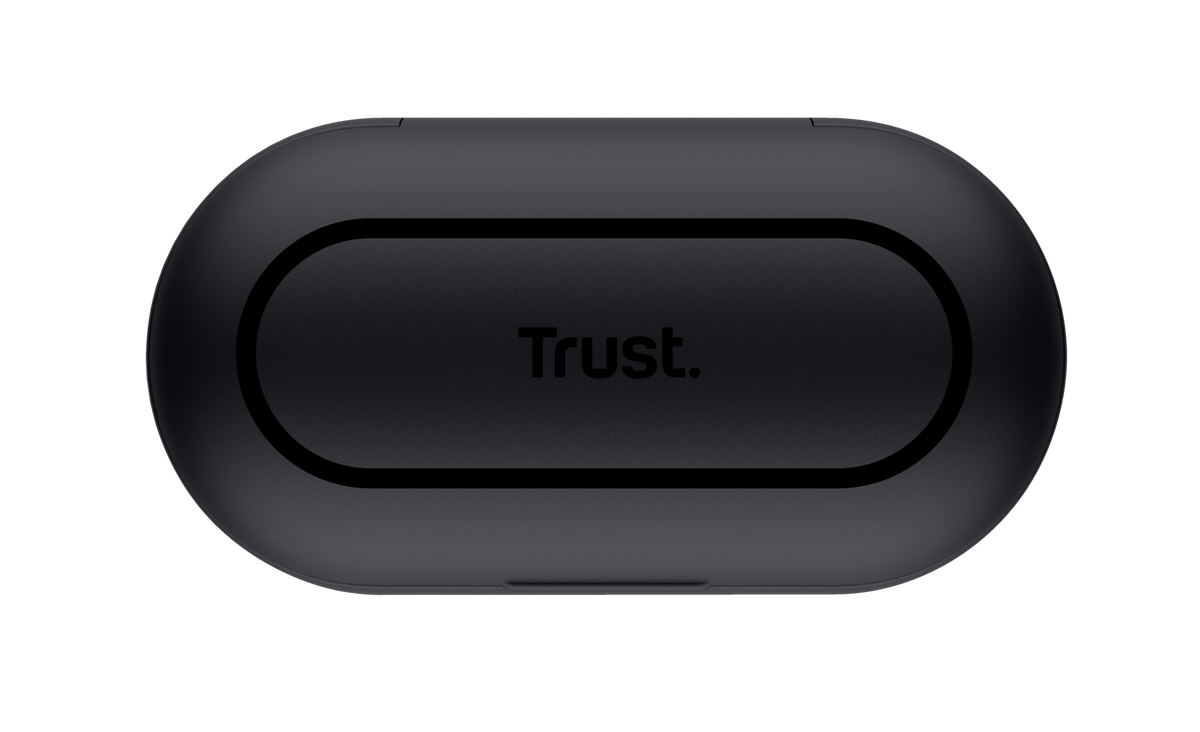 Audífonos Trust Nika Touch negros sobre fondo blanco vista completa