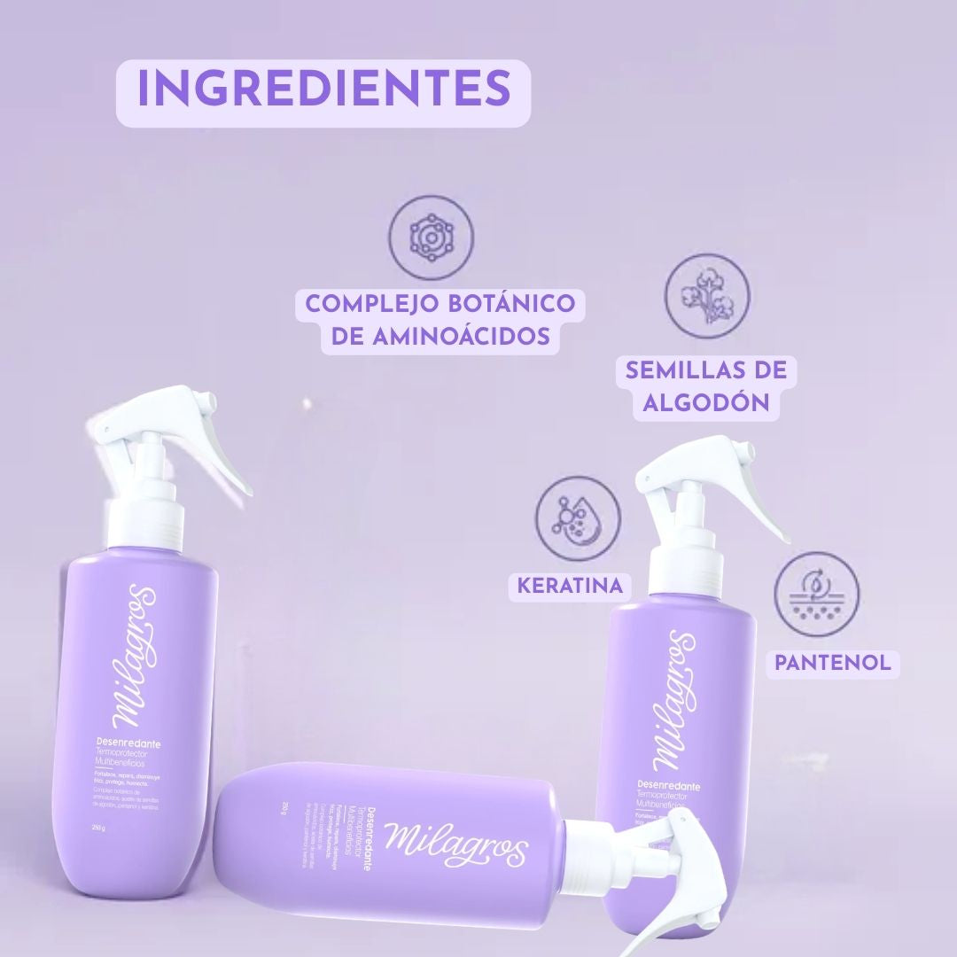 Milagros Desenredante Termoprotector - detalle del envase