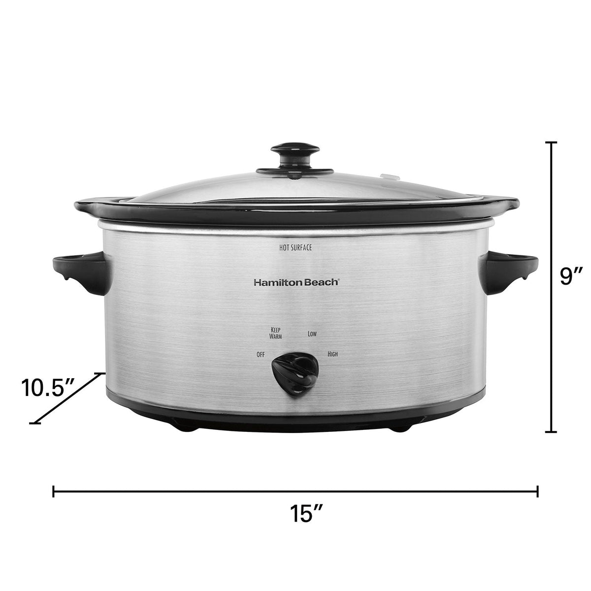 Hamilton Beach olla de cocción lenta 5qt 33156RG, mango y asas
