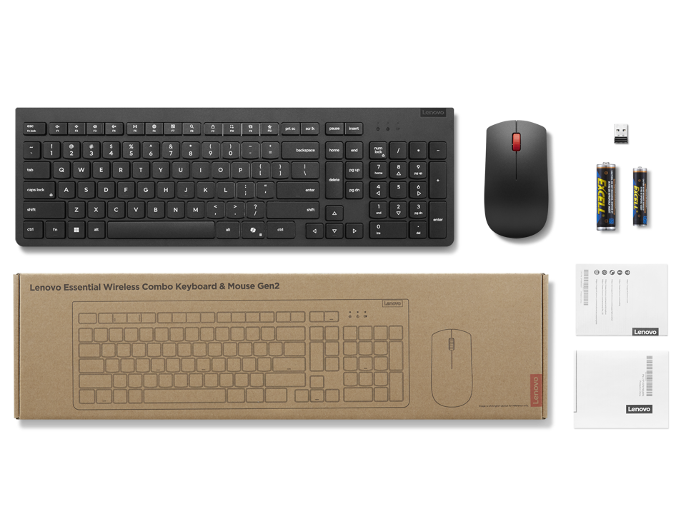 Lenovo Essential Wireless Combo Gen 2 teclado y mouse inalámbrico, 4X31R64500