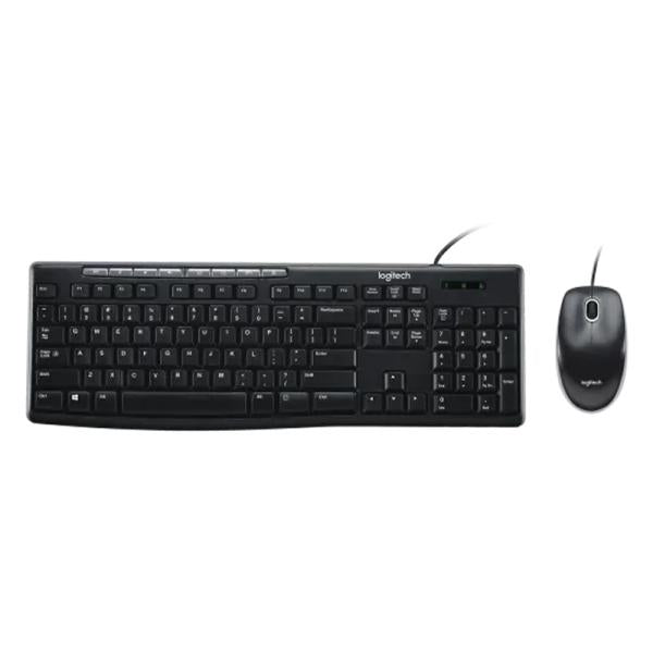 Vista de perfil del combo Logitech MK200 mostrando altura ajustable del teclado y ergonomía