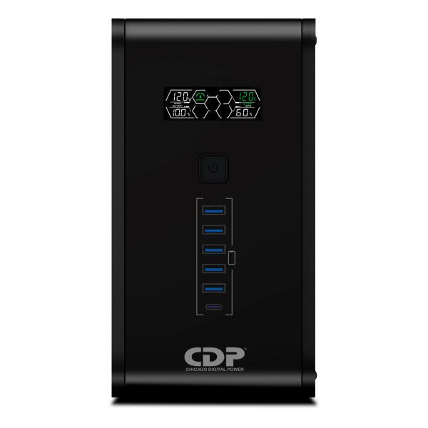 UPS CDP R-SMART2010 2000VA 1200W UPS LINEA INTERACTIVA 120VAC AVR 10 TOMAS LCD USB NEGRO