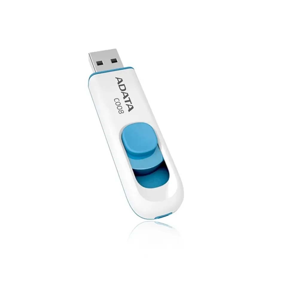 Memoria USB ADATA AC008-32G-RWE | 32GB | USB 2.0 | White+Blue | Tapa Retráctil