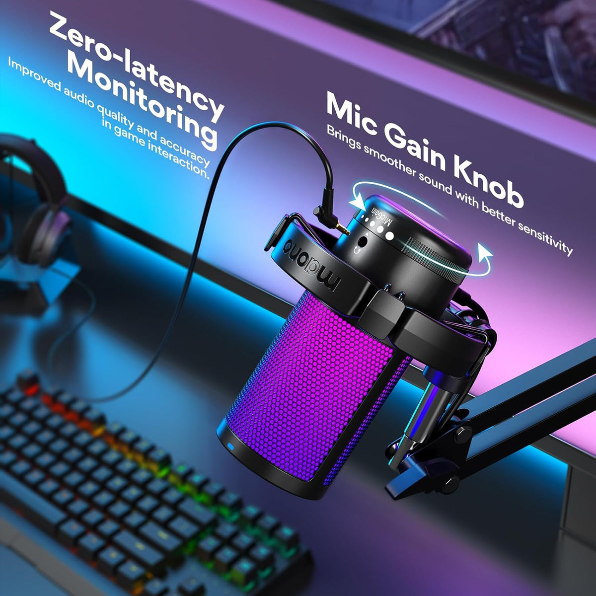 Micrófono Maono DGM20S USB Gaming RGB | USB‑C | Patrón Cardioide | RGB Personalizable