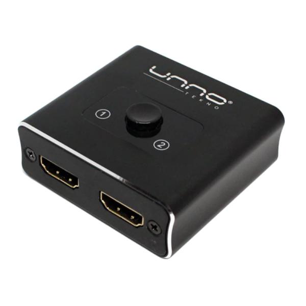 Switch HDMI Bidireccional UNNO TEKNO HB1201BK | 2 Entradas/1 Salida o 1 Entrada/2 Salidas | Resolución 4K