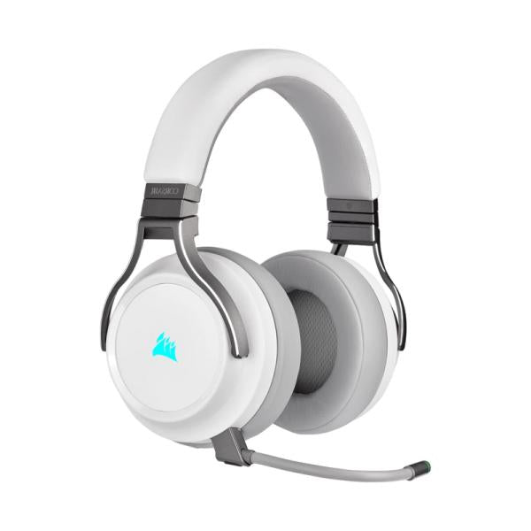 Headset Gaming Corsair Virtuoso RGB inalámbrico con retroiluminación LED multicolor vista frontal