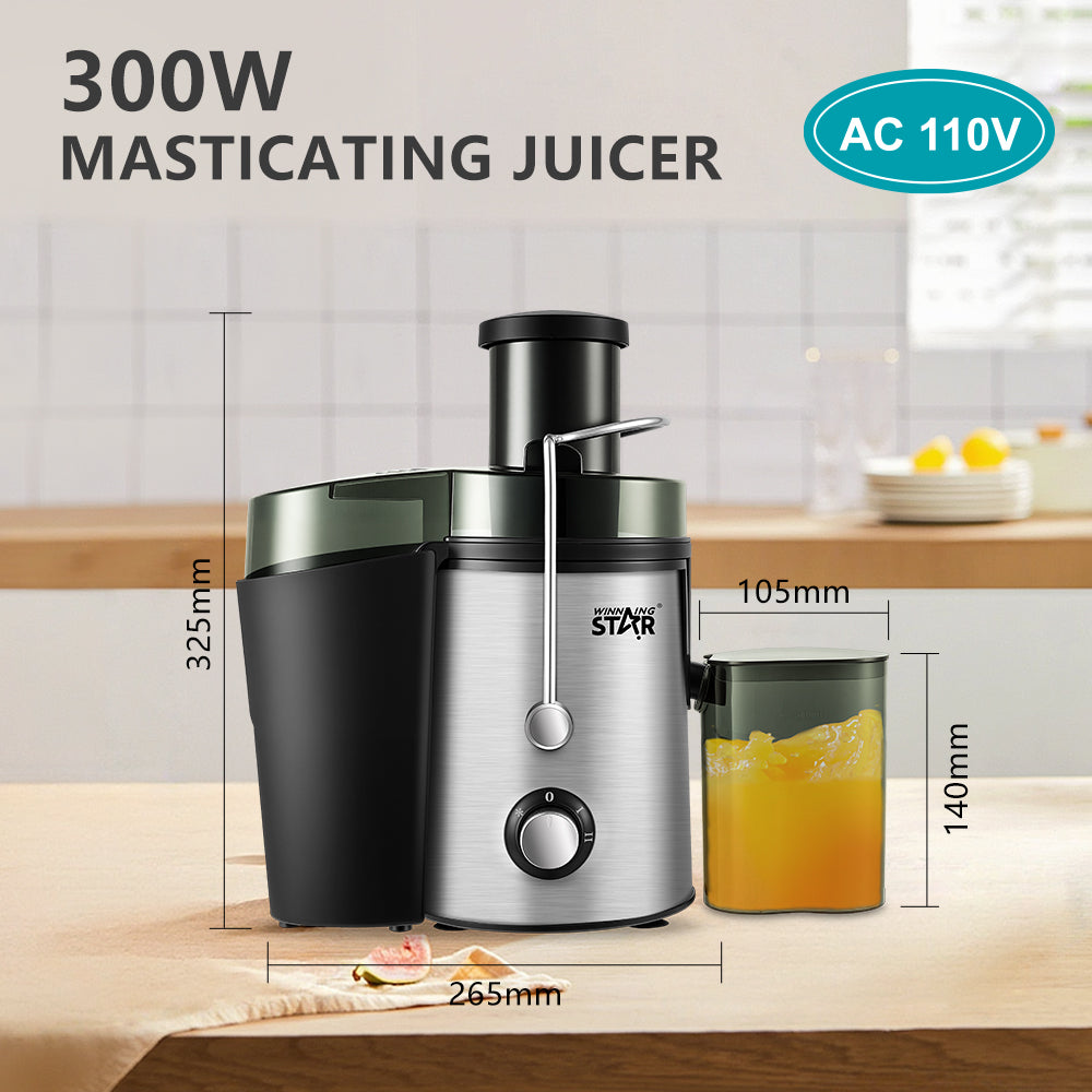 Extractor de jugo ST-2089 en funcionamiento con frutas frescas