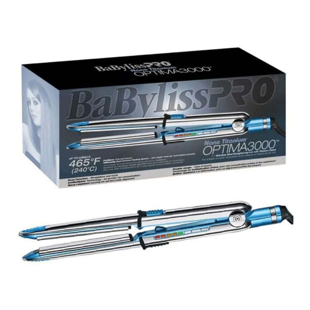 Plancha BaBylissPRO Nano Optima 3000 | 1” | Placas de Nano Titanium | Temperatura hasta 465°F | Doble Voltaje