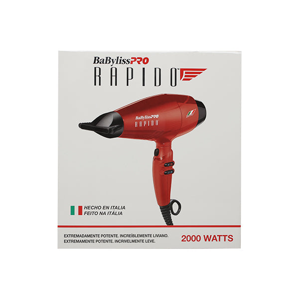 BaBylissPRO Secadora Rapido 2000W Roja, BRRAP1