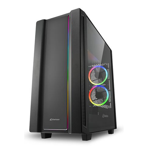 Case Sharkoon Gaming REV220 | ATX | Panel Lateral de Vidrio Templado | 3 Ventiladores RGB | Negro