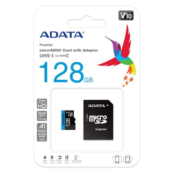 Memoria Micro SD ADATA AUSDX128GUI3V30SA2-RA1 | 128GB | UHS-I U3 | V30 | 4K Ultra HD