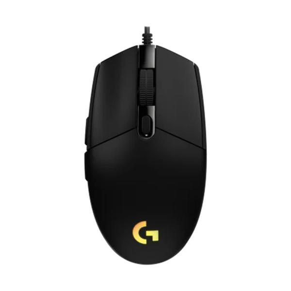 Mouse Logitech G203 LIGHTSYNC en setup gaming completo vista angular