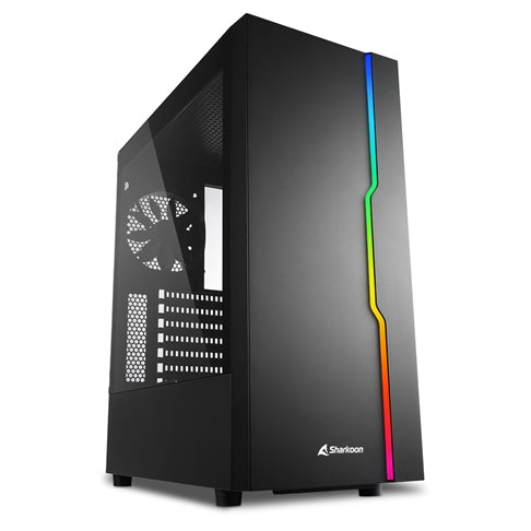 Case Sharkoon RGB Slider | ATX | Media Torre | Panel Vidrio Templado | RGB Frontal | Negro
