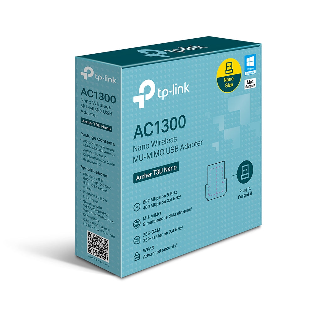 Embalaje original TP-Link Archer T3U Nano adaptador USB WiFi doble banda