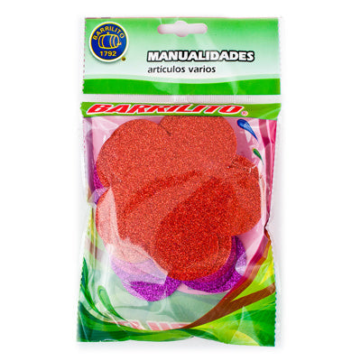Barrilito calcomania de foamy flor fs003 con pegamento 9.6 cm 10 piezas 3 colores