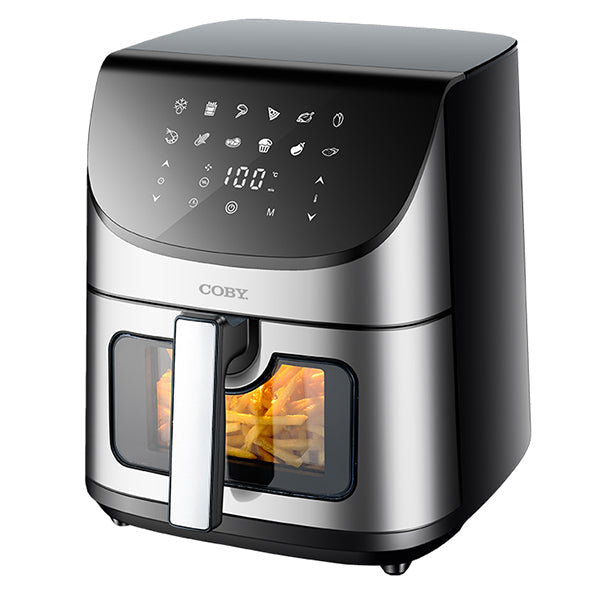 Coby CrispPro Advanced Freidora de Aire Digital 8 L 1700 W con Ventana, CY-AIRF-8LDH-DG-SS-W