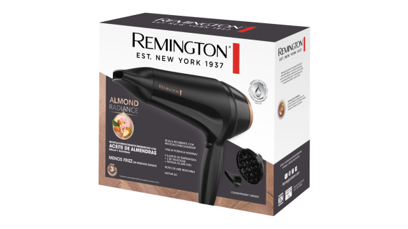 Secador de Cabello Remington Almond Radiance™ D12AA-110F de 1900 W con Difusor y Concentrador