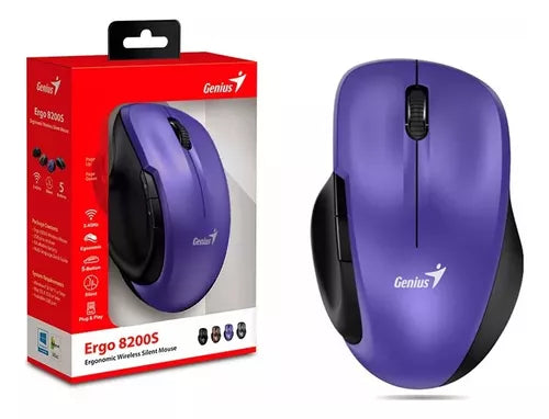 Mouse Genius 8200S en uso sobre escritorio mostrando ergonomía