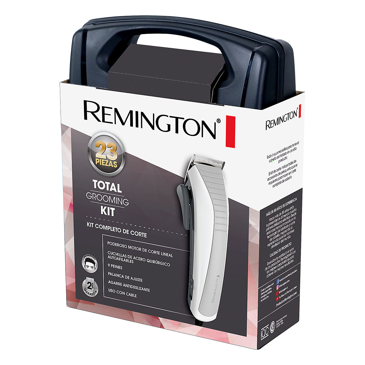 Cortadora de Cabello Remington HC4050 (110) F | 22 Piezas Incluidas | Cuchillas de Acero Inoxidable Autoafilables | Uso con Cable | Kit Familiar Completo