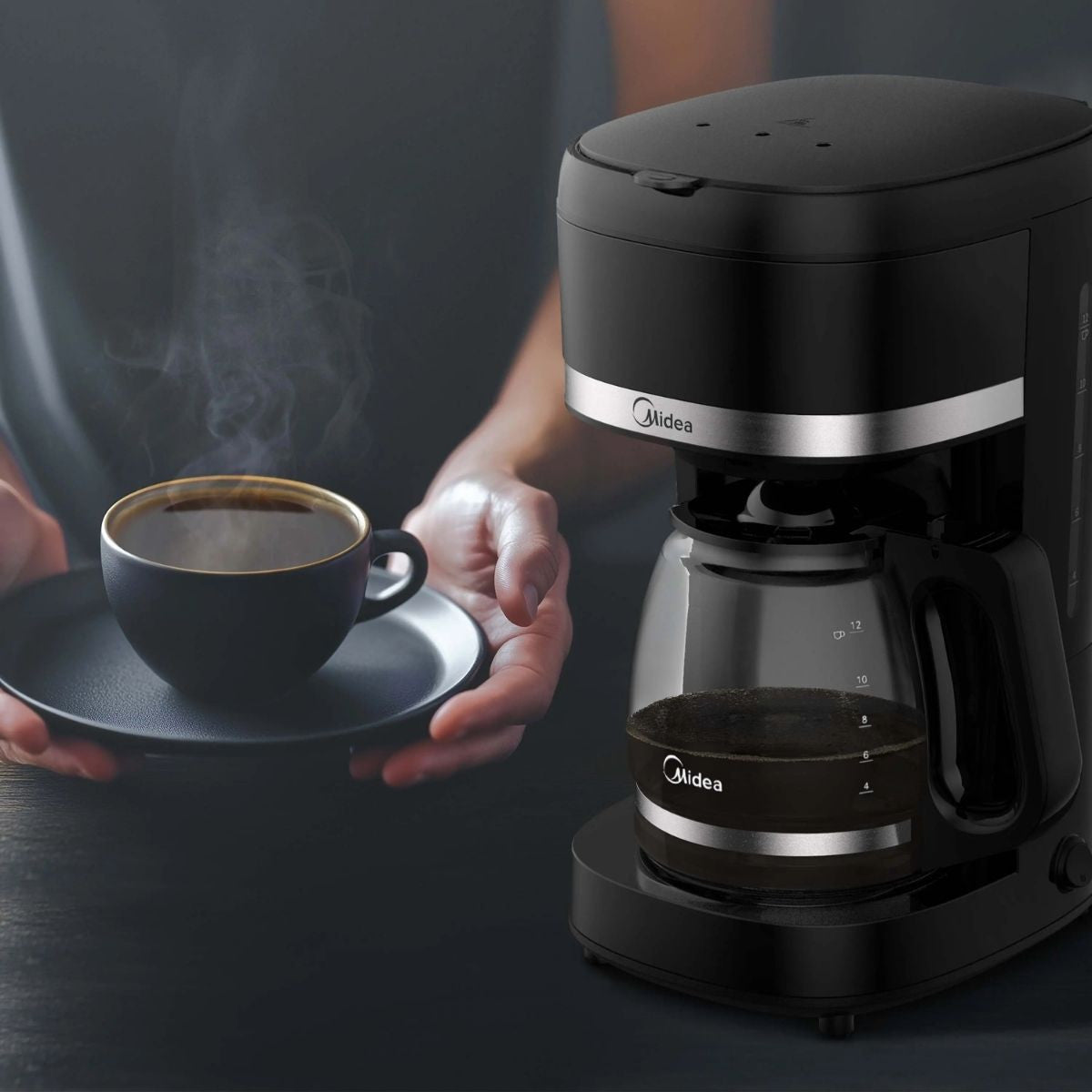 Cafetera Mecánica Midea MCD12MWCK | 12 Tazas | Easy Brew | Filtro