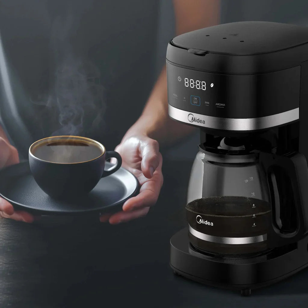 Midea Smart Brew MCD12RWCK Cafetera Programable Digital de Filtro para 12 Tazas