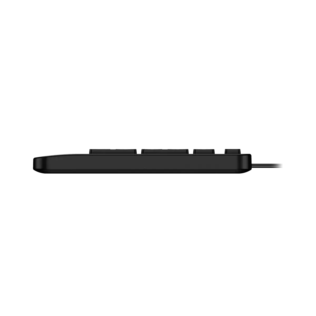 Detalle lateral del teclado numérico Genius NumPad 125 con puerto USB-C y perfil ergonómico