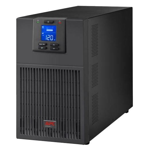 UPS APC SRV3KA vista frontal con panel LCD y botones control