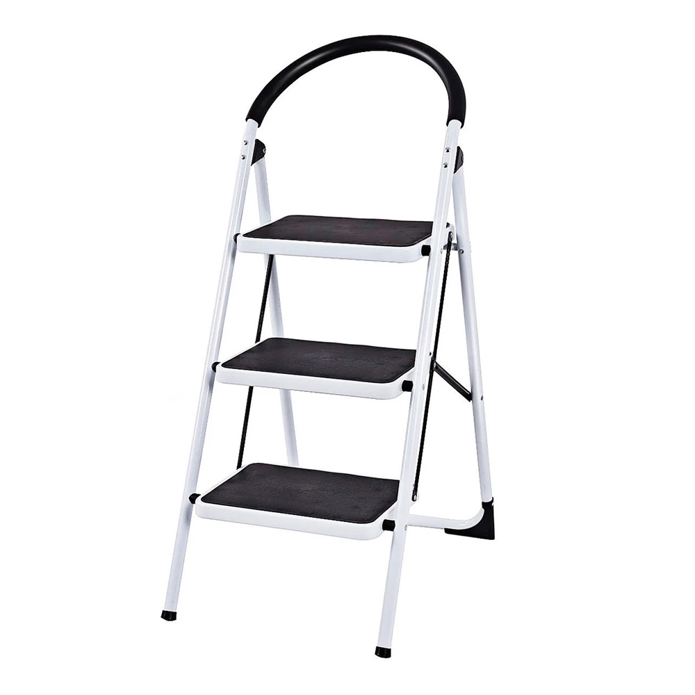 Black & White Escalera Banqueta Plegable Blanca 3 Niveles, BWEHA-03