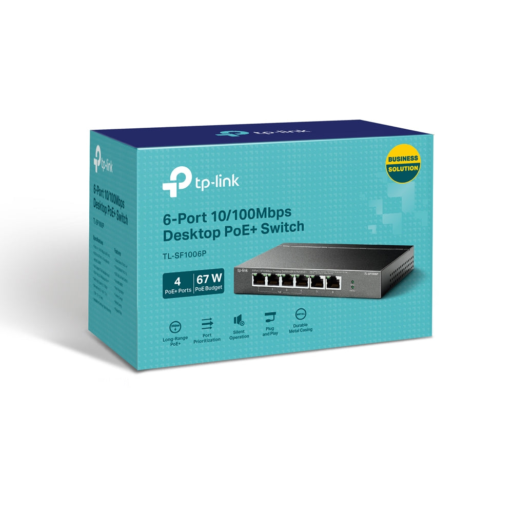 Switch TP-Link TL-SF1006P empaque original con accesorios incluidos