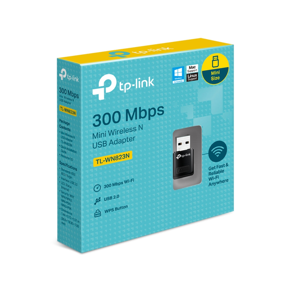 Comparación de tamaño del adaptador USB TL-WN823N con otros dispositivos