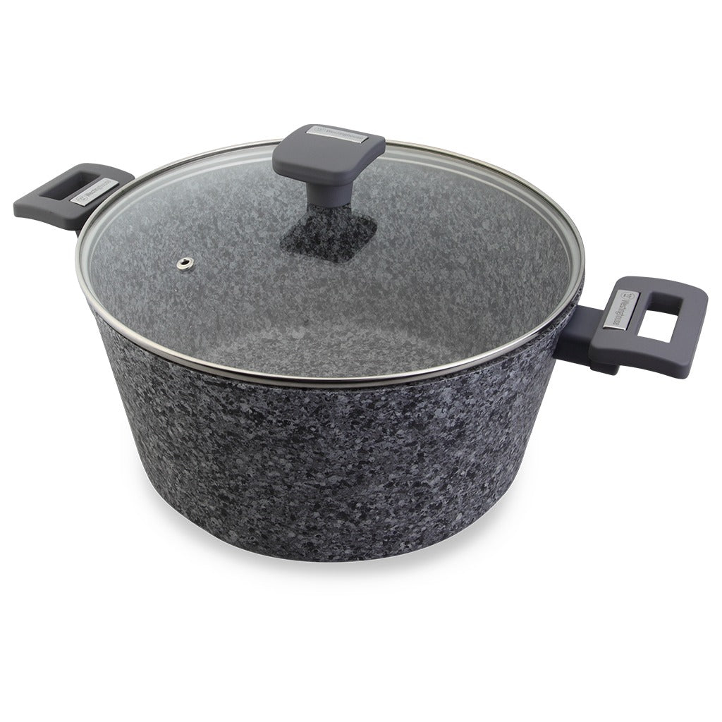 Cacerola con tapa Westinghouse WCCC0070028GGY | 28 cm | Revestimiento tipo Granito | Antiadherente | Color Gris