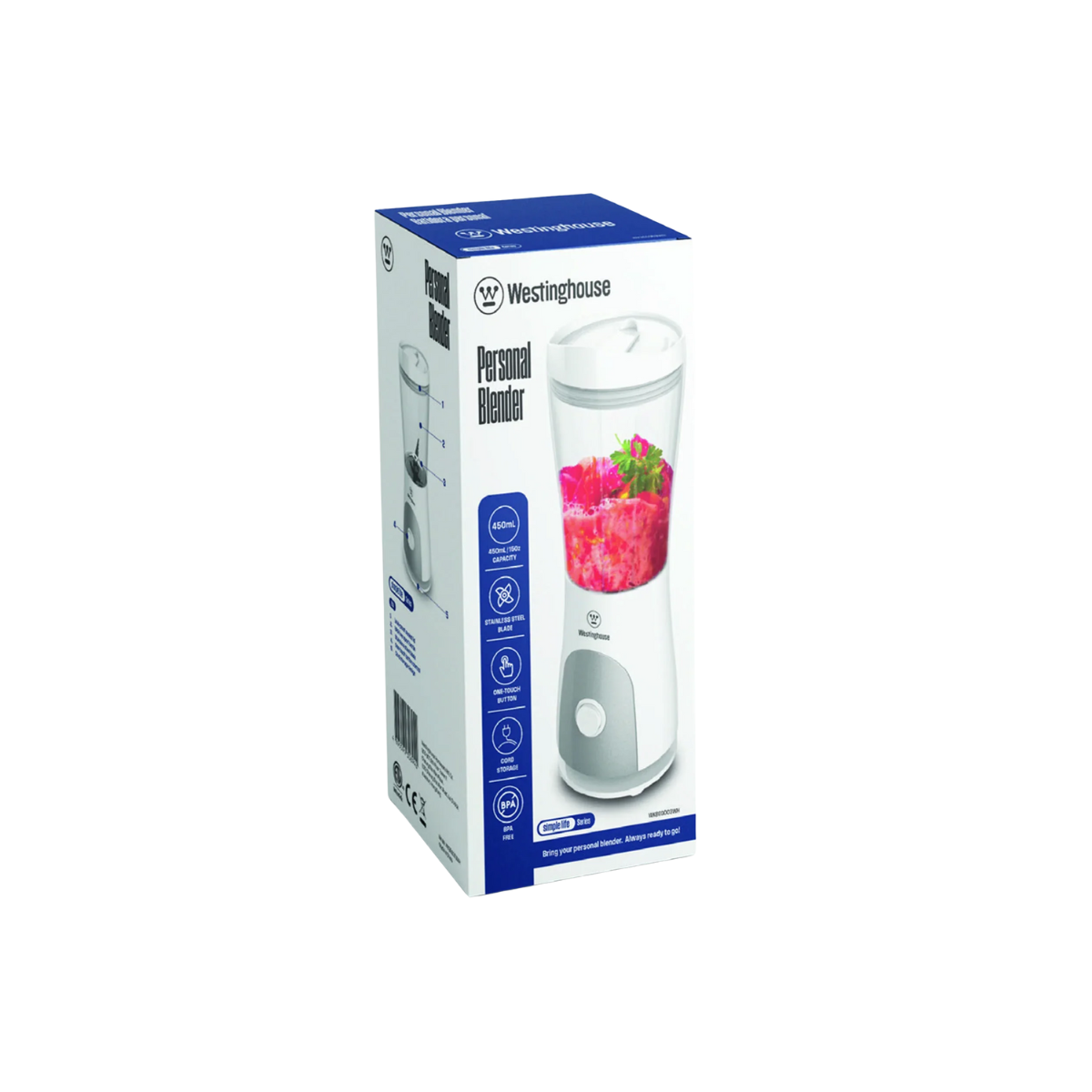 Licuadora Personal Westinghouse WKBEGO03WH | 450 ml | Botella BPA Free